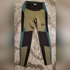 The North Face Steep Tech Olive, Black & Teal Fleece Lined Leggings